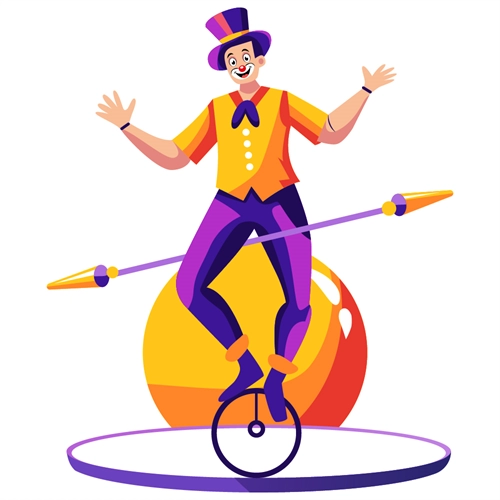 Carnival Circus Theme Unicycle Performer Transparent Sticker
